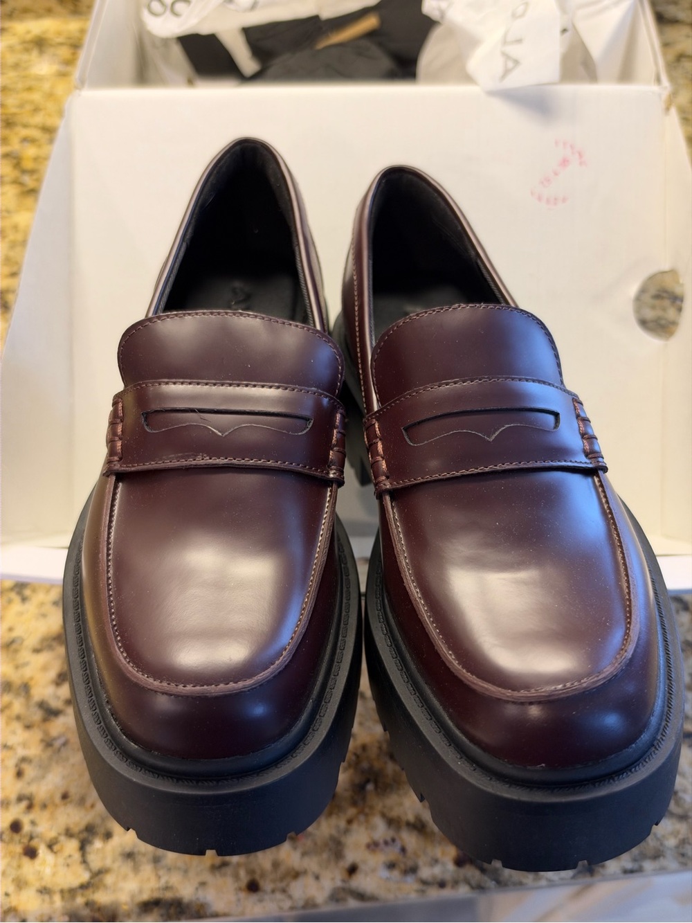Women’s Chunky Penny Loafers in Burgundy